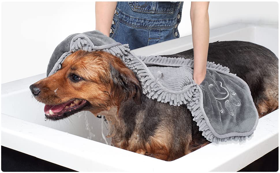 Microfiber Ultra Soft&Absorbent Grooming Towel For Drying Medium&Large Dogs and Cats