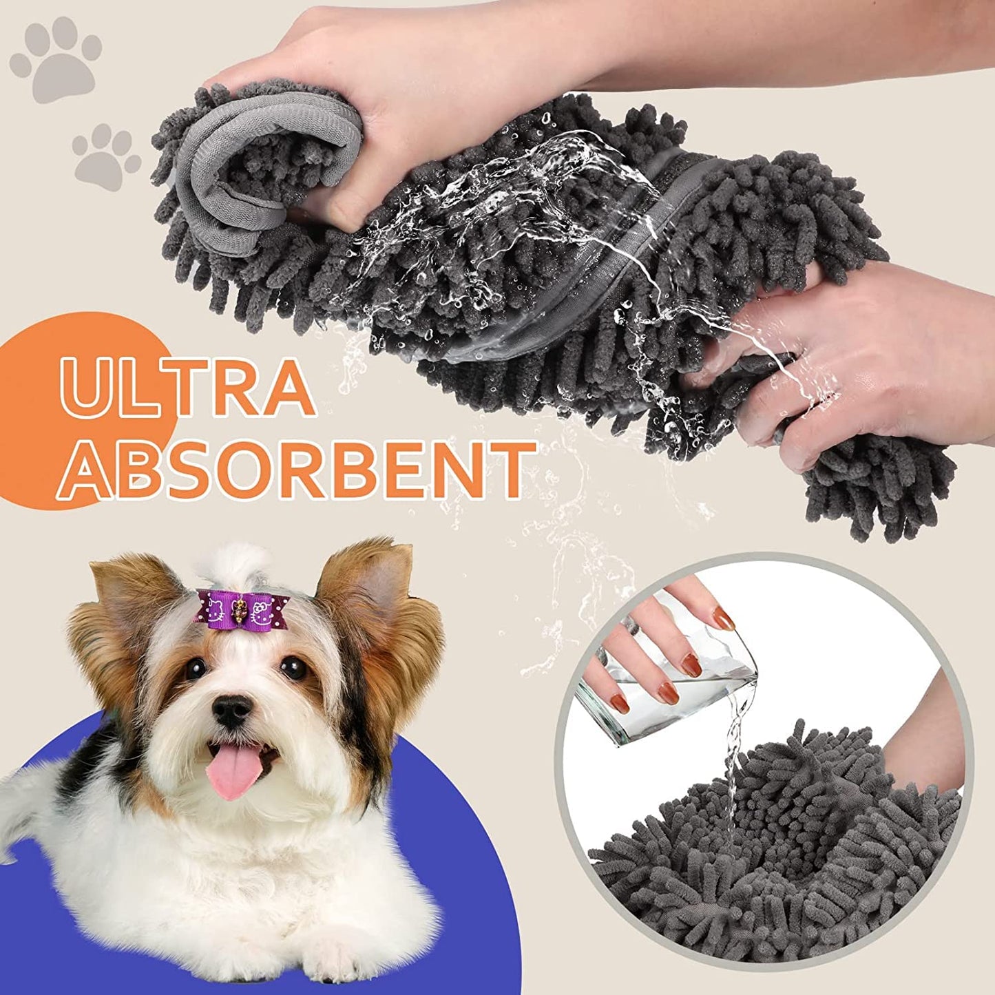 Microfiber Ultra Soft&Absorbent Grooming Towel For Drying Medium&Large Dogs and Cats