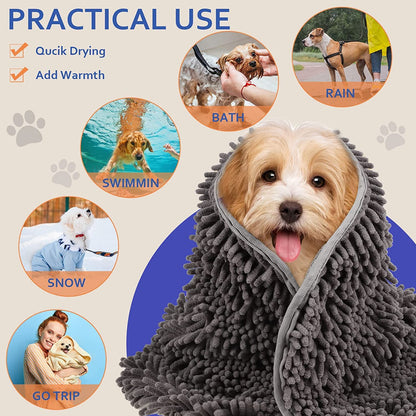 Microfiber Ultra Soft&Absorbent Grooming Towel For Drying Medium&Large Dogs and Cats